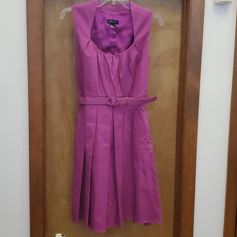 Pure belted pleated dress with pockets